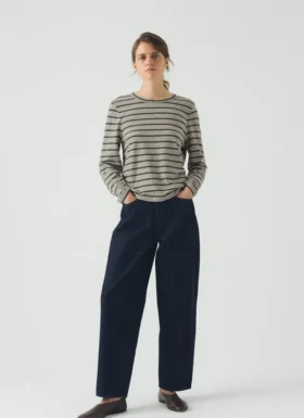 T-shirt a righe con collo rotondo