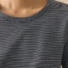 T-shirt a righe in cotone con maniche a tre quarti