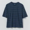 T-shirt a righe in cotone con pantaloncini a maniche corte