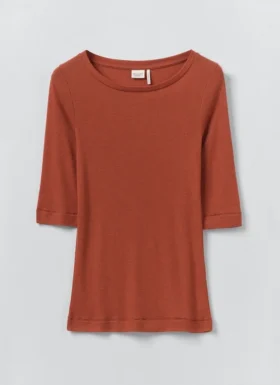 T-shirt con scollo rotondo in lana e lyocell