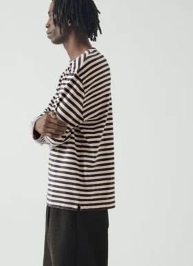 T-shirt in cotone a maniche lunghe a righe Chef