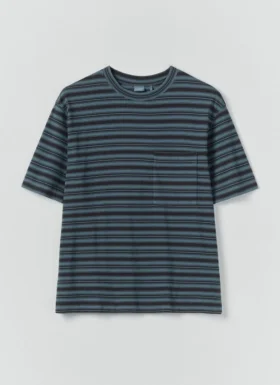T-shirt in cotone biologico a righe sovratinta