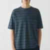 T-shirt in cotone biologico a righe sovratinta