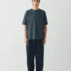 T-shirt in cotone biologico a righe sovratinta