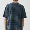 T-shirt in cotone biologico a righe sovratinta