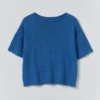T-shirt in cotone e lino lavorata a maglia
