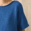 T-shirt in cotone e lino lavorata a maglia