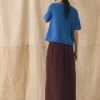 T-shirt in cotone e lino lavorata a maglia