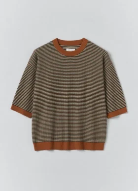 T-shirt in cotone lavorato a maglia