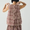 Top a righe patchwork con stampa a blocchi Top a righe patchwork con stampa a blocchi
