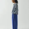 Top arricciato in cotone a righe tinte con coloranti naturali