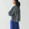 Top arricciato in cotone a righe tinte con coloranti naturali