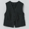 Top gilet in tela di cotone e lino Top gilet in tela di cotone e lino