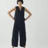 Top gilet in tela di cotone e lino Top gilet in tela di cotone e lino
