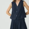 Top gilet in tela di cotone e lino Top gilet in tela di cotone e lino