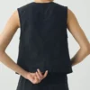 Top gilet in tela di cotone e lino Top gilet in tela di cotone e lino