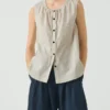 Top in cotone a righe sottili
