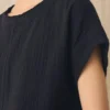 Top in garza di cotone stropicciato