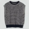 Top in maglia di lana e cotone a righe ondulate Top in maglia di lana e cotone a righe ondulate
