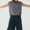 Top in maglia di lana e cotone a righe ondulate Top in maglia di lana e cotone a righe ondulate