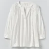 Top in popeline di cotone con bordi in stile porcellana