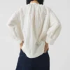 Top in popeline di cotone con bordi in stile porcellana