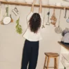 Top in popeline di cotone con bordi in stile porcellana