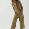Tuta intera senza maniche in twill di cotone Tuta intera senza maniche in twill di cotone