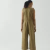 Tuta intera senza maniche in twill di cotone Tuta intera senza maniche in twill di cotone